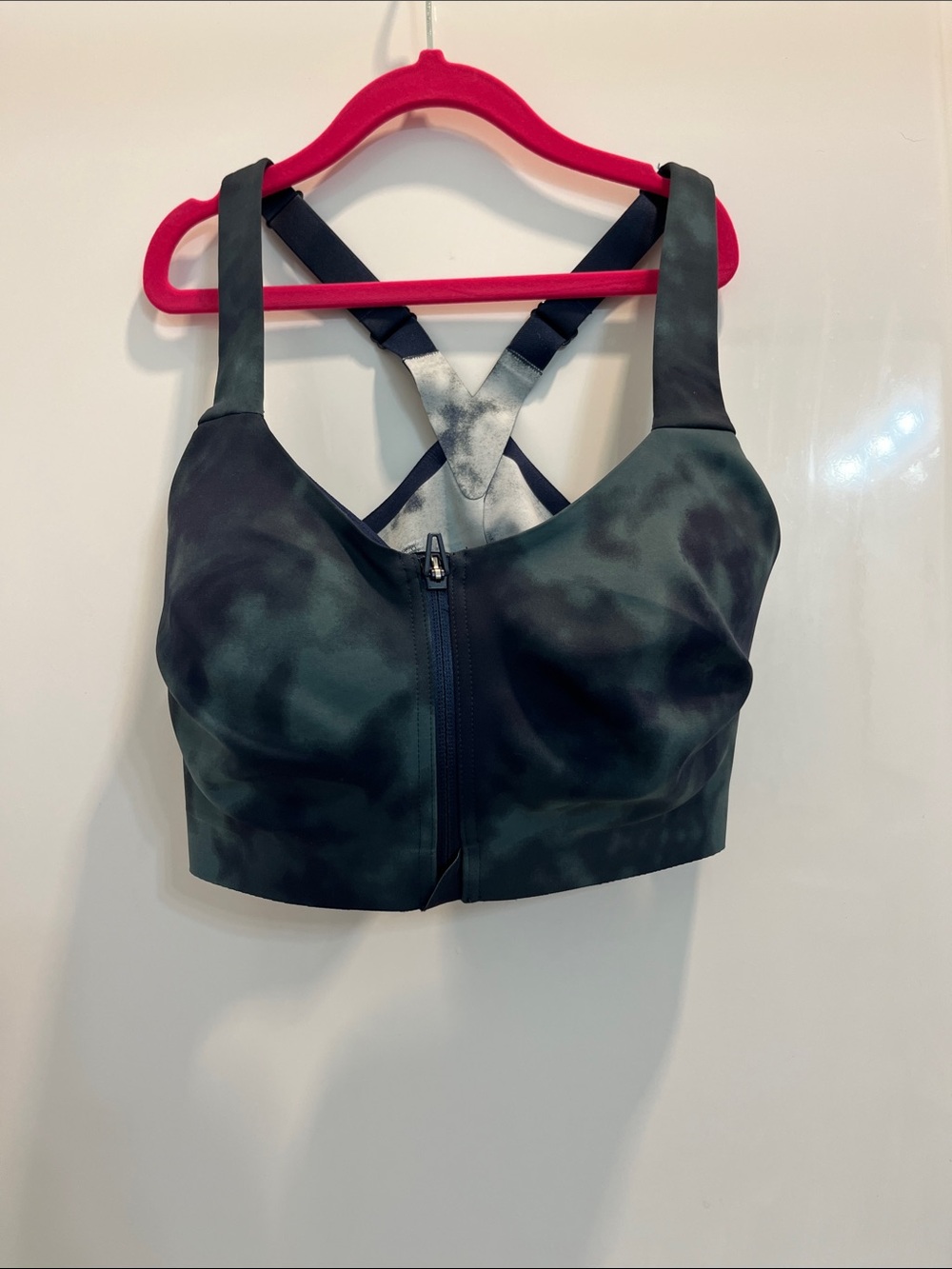 Victoria's Secret Dark Green/Black Zip-Front Sports Bra